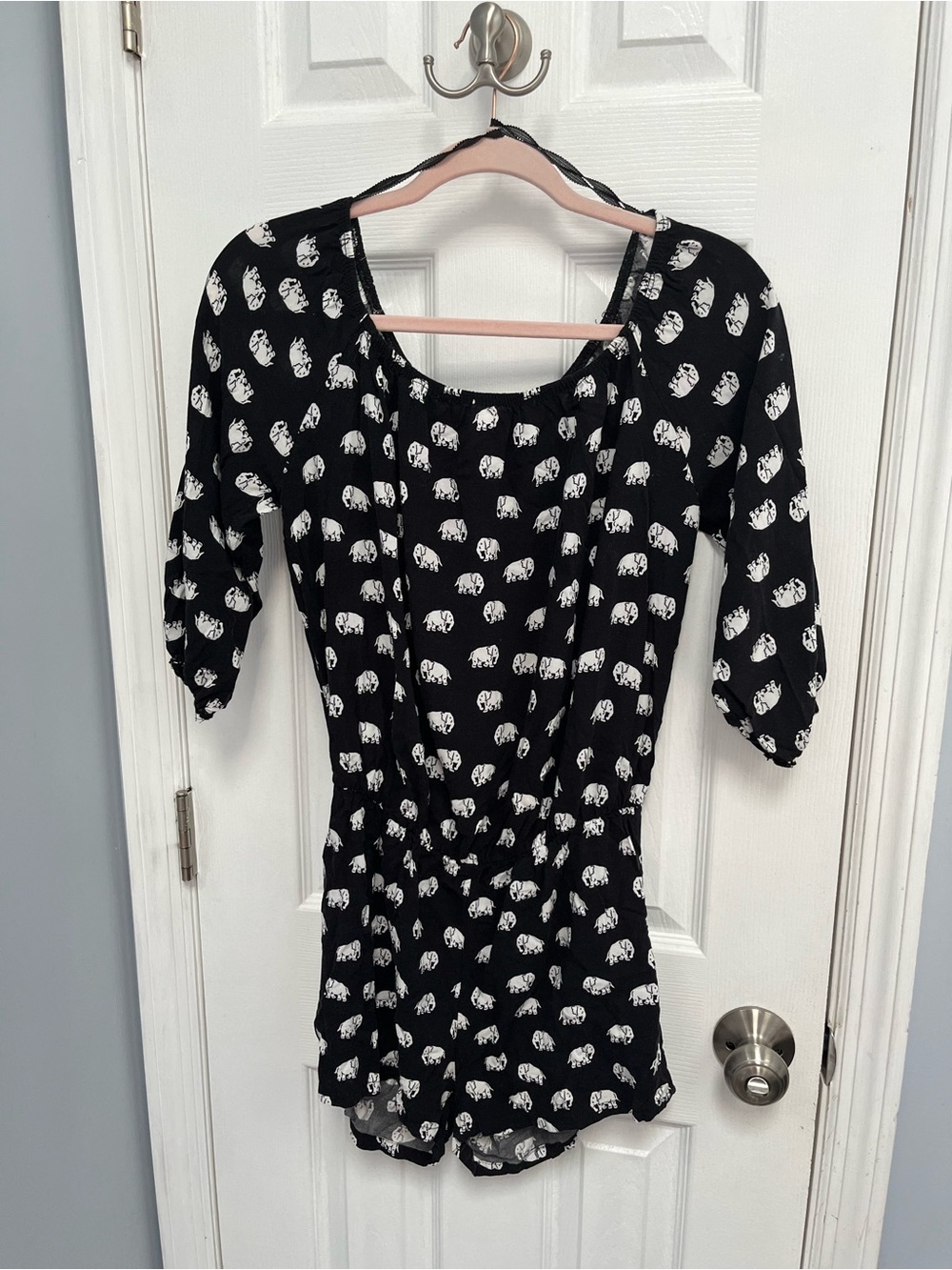 Elephant Print Shorts Romper Jumpsuit Size S Boho one piece J Mode USA